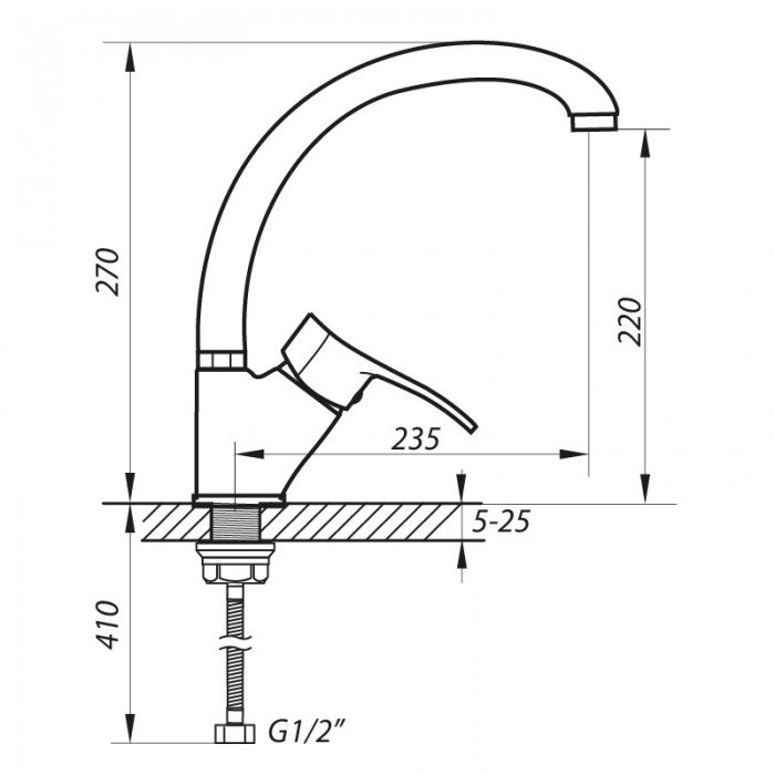 Смеситель для кухни Zerix DYU 280 (ZX0026)