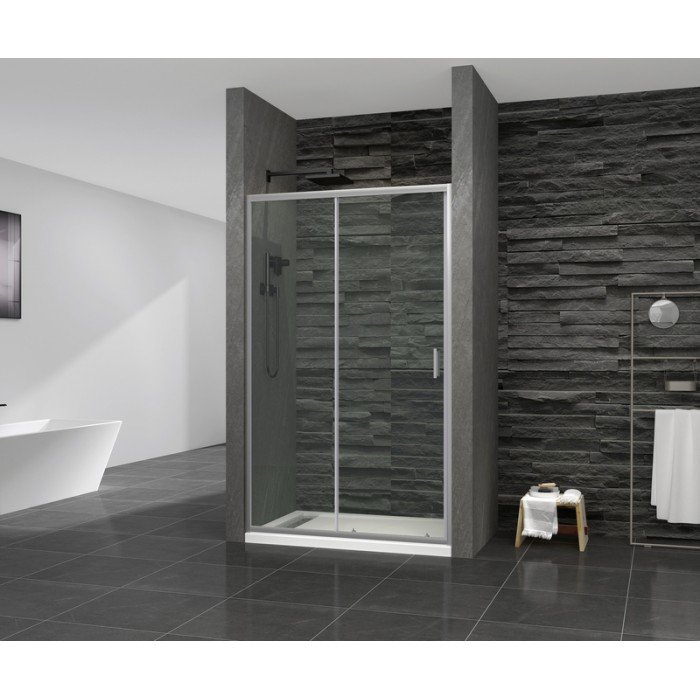 Дверь в нишу Mixxus Premium DIVERSE SD01-140x185-TR Chrome прозрачное стекло 5мм (MI6874)