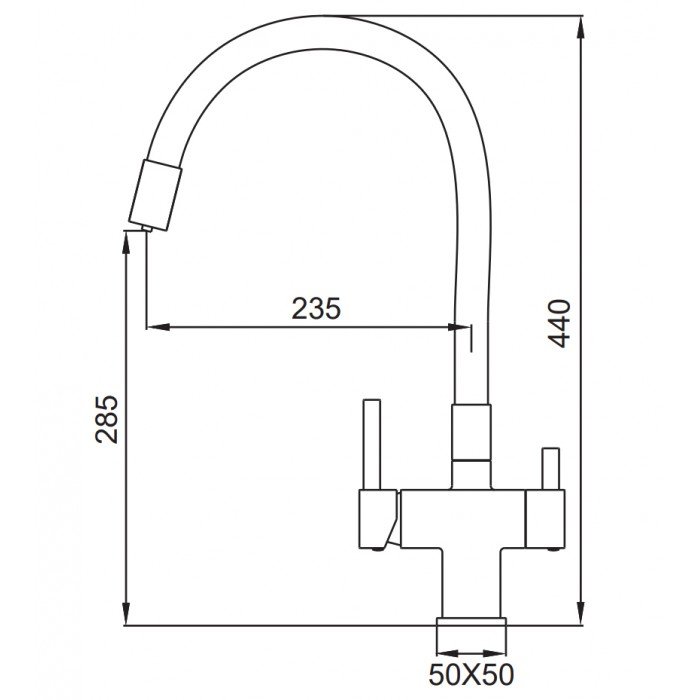 Смеситель для кухни Koer KB-72023-05 с выходом для питьевой воды (KR5009)