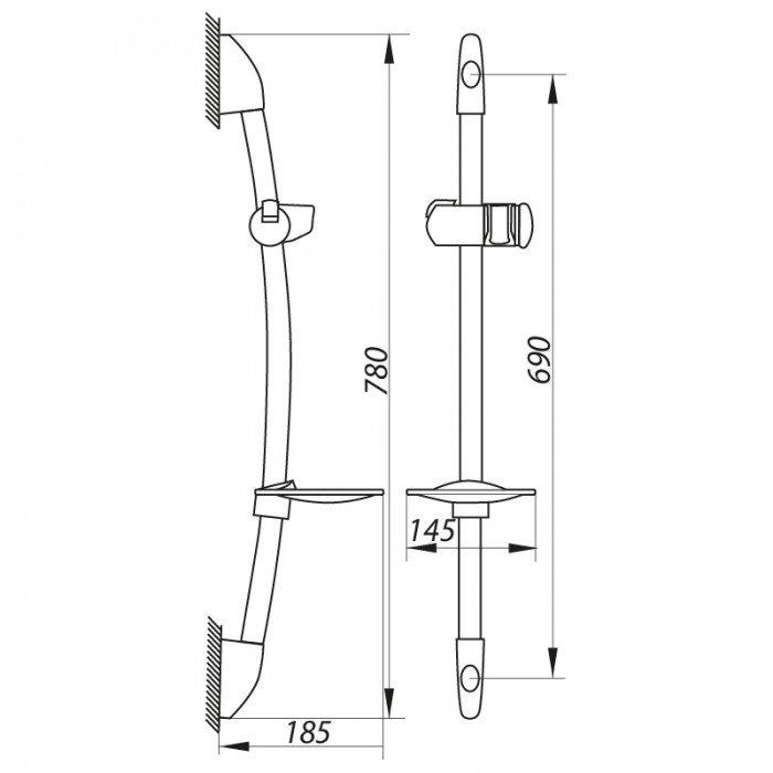 Стійка для душу Zerix L106C з мильницею (без шланга та лійки) (LL1759)
