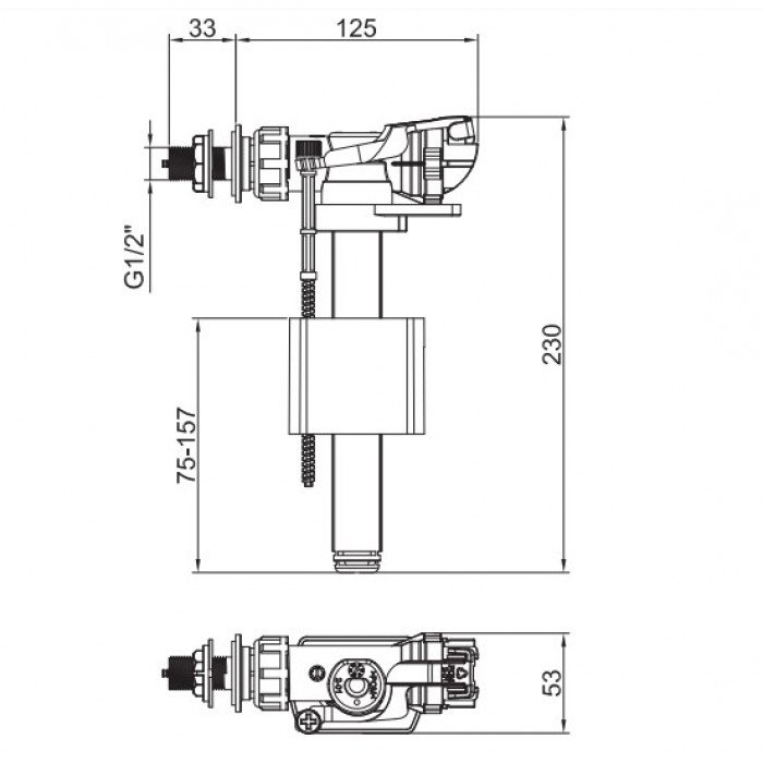 Комплект арматуры Koer KT-0303-1/2" спускная и наполнительная с боковым подключением, 1/2" (KR5340)