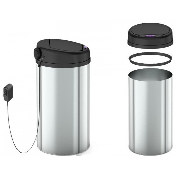 Мусорное ведро сенсорное круглое Mixxus Premium Ellipse-TC0109 Chrome-Black 9л (хром-черное) (MI708 Мусорное ведро сенсорное круглое Mixxus Premium Ellipse-TC0109 Chrome-Black 9л (хром-черное) (MI708