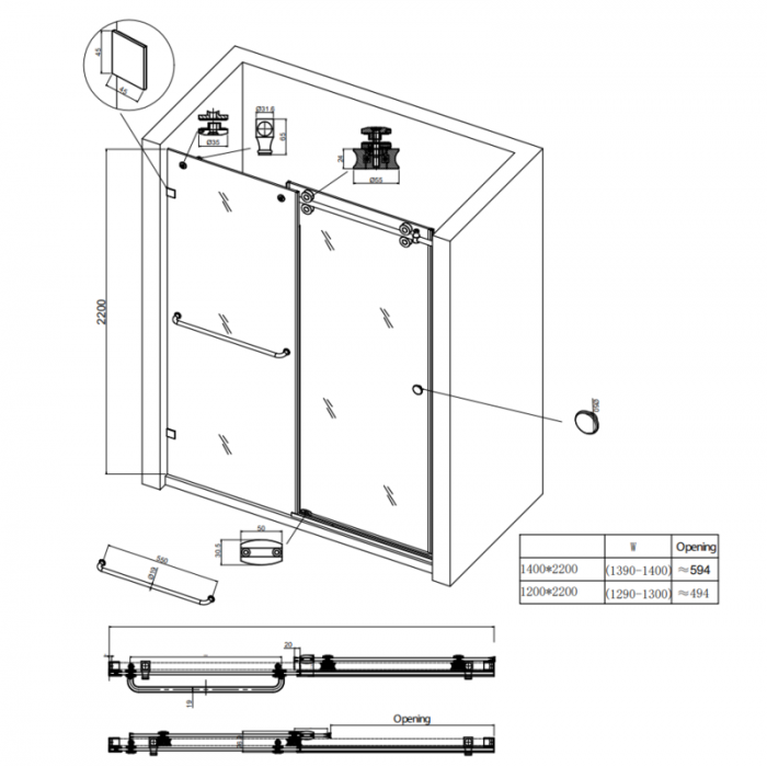 Дверь в нишу Koer SR SD06-140x220-TR-07 прозрачное стекло Easy Clean 8мм, графит (KR5369) Дверь в нишу Koer SR SD06-140x220-TR-07 прозрачное стекло Easy Clean 8мм, графит (KR5369)