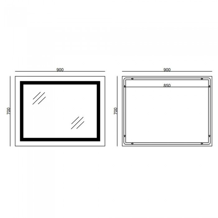 Зеркало Mixxus WARM MR02-90x70 с Led Touch, Anti-fog, димером, регулятором яркости, часами (MI6673)