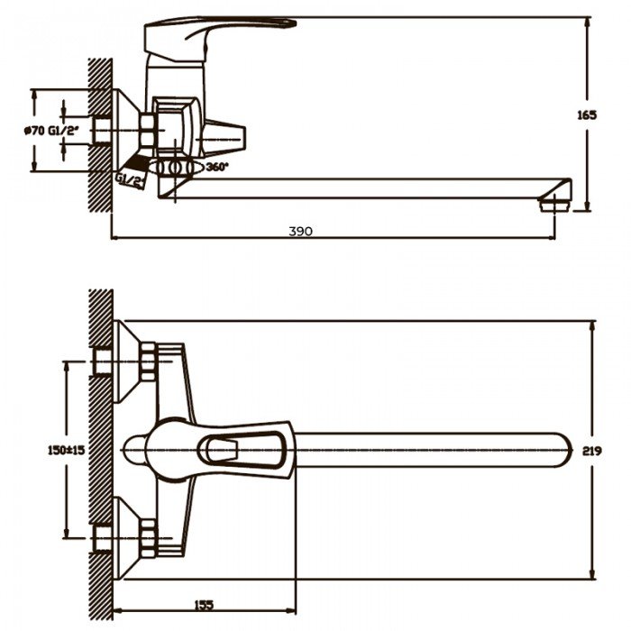 Змішувач для ванни Haiba Germes 006 (HB0140)