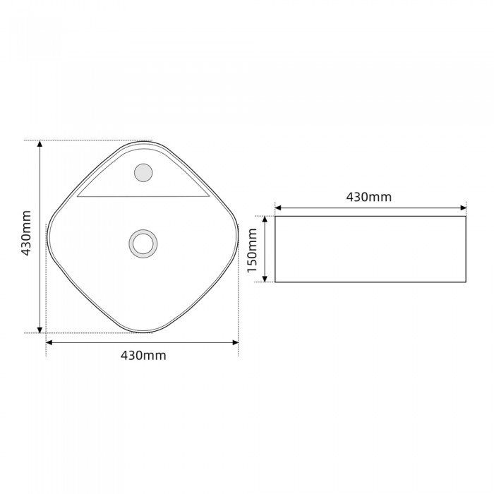 Раковина накладная MIXXUS PREMIUM WAVE-0201 MARBLE 430х430х150mm с отверстием под смеситель (MP6536