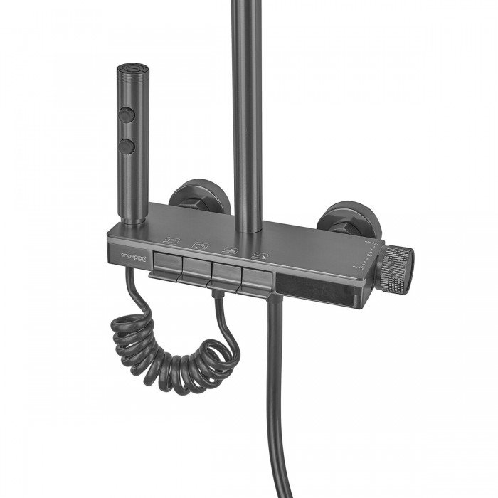 Душевая колонна Champion PBL-009-J Graphite со смесителем с кнопочным переключателем, 4 режима (CH6 Душевая колонна Champion PBL-009-J Graphite со смесителем с кнопочным переключателем, 4 режима (CH6