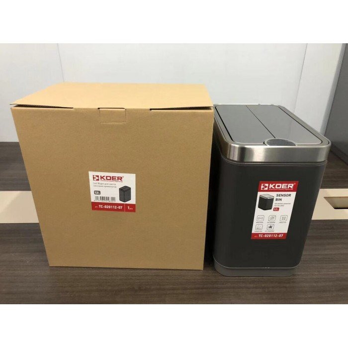 Мусорное ведро сенсорное прямоугольное Koer TC-020112-07 12 л цвет графит (KR5583) Мусорное ведро сенсорное прямоугольное Koer TC-020112-07 12 л цвет графит (KR5583)