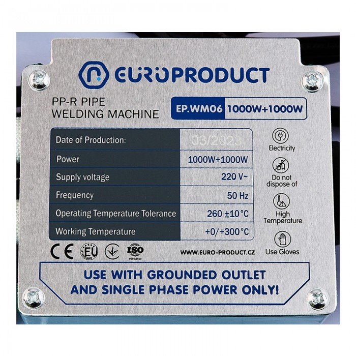 Паяльник Europroduct EP.WM06 для PPR труб (плоскі насадки) 50/110mm (EP6096) Паяльник Europroduct EP.WM06 для PPR труб (плоскі насадки) 50/110mm (EP6096)