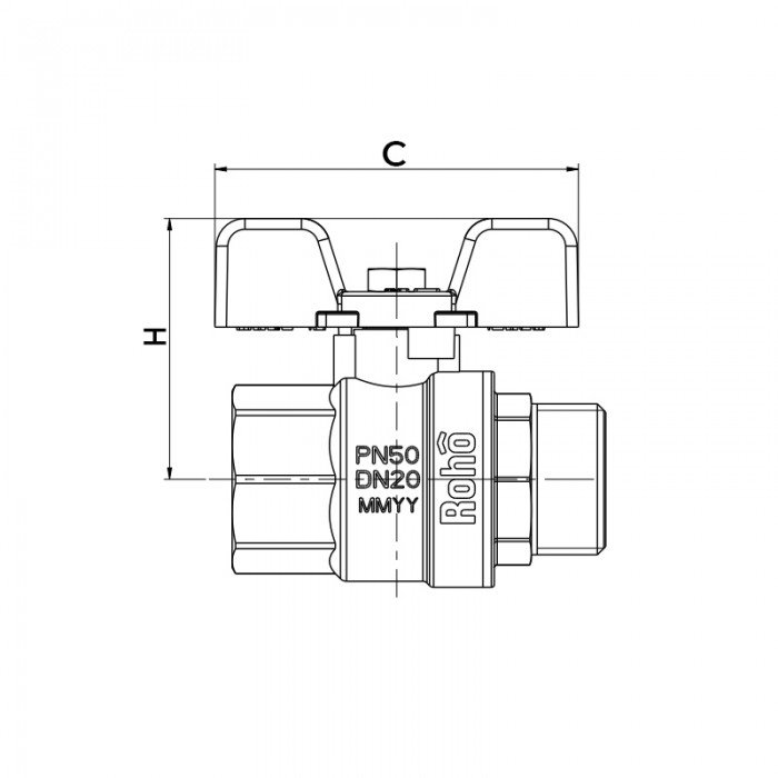 Кран кульовий Roho R101-050B - 1/2" (RO0092) Кран кульовий Roho R101-050B - 1/2" (RO0092)