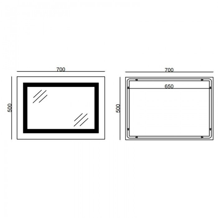 Зеркало Mixxus STYLE MR03-70x50 с Led Touch, Anti-fog, димером, регулятором яркости, часами (MI6006