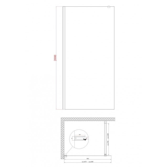 Душевая перегородка Koer SR SP01-90x200-TR-01 Walk-In прозрачное стекло Easy Clean 8мм, хром (KR539 Душевая перегородка Koer SR SP01-90x200-TR-01 Walk-In прозрачное стекло Easy Clean 8мм, хром (KR539