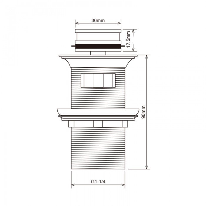 Донный клапан для раковины с переливом Mixxus POP-UP-08 GRAY автоматический (Click-Clack) (Графитов