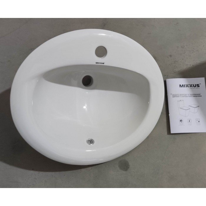 Раковина врізна на стільницю Mixxus Premium TOPPER-1602 515х400х200mm з отвором під змішувач та переливом (MP6572)