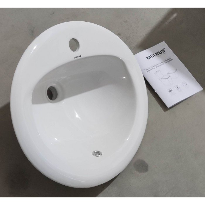 Раковина врізна на стільницю Mixxus Premium TOPPER-1602 515х400х200mm з отвором під змішувач та переливом (MP6572)