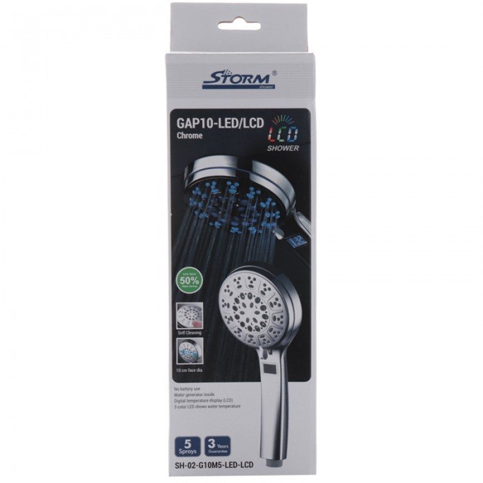 Ручна лійка для душу Storm SH-02-G10M5-LED-LCD (ST0003)