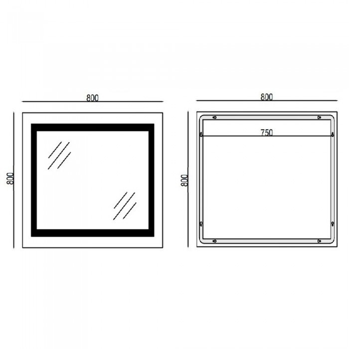 Зеркало Mixxus WARM MR02-80x80 с Led Touch, Anti-fog, димером, регулятором яркости, часами (MI6934)