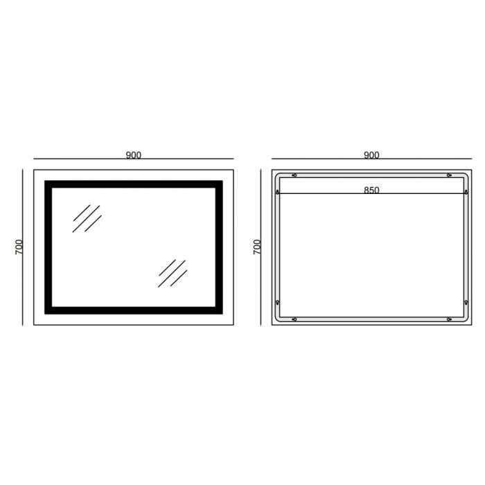Зеркало Mixxus WARM MR02-90x70-CASE с Led Touch, Anti-fog, димером, регулятором яркости, часами (MI