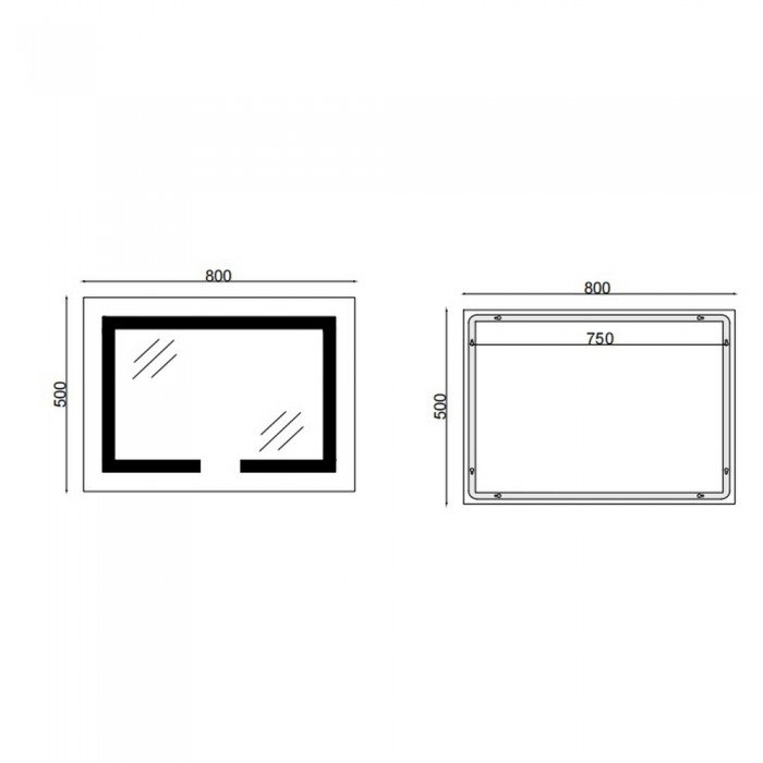 Зеркало Mixxus HARD MR07-80x50 с Led Touch, Anti-fog, димером, регулятором яркости (MI6658)