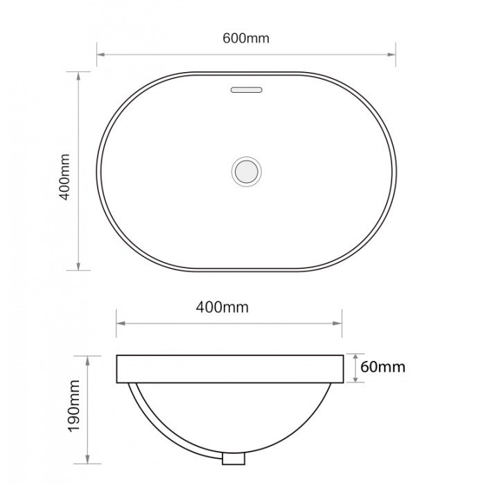 Раковина врезная на столешницу Mixxus Premium ELLIPSE-1601 600х400х190mm с переливом (MP6569) Раковина врезная на столешницу Mixxus Premium ELLIPSE-1601 600х400х190mm с переливом (MP6569)