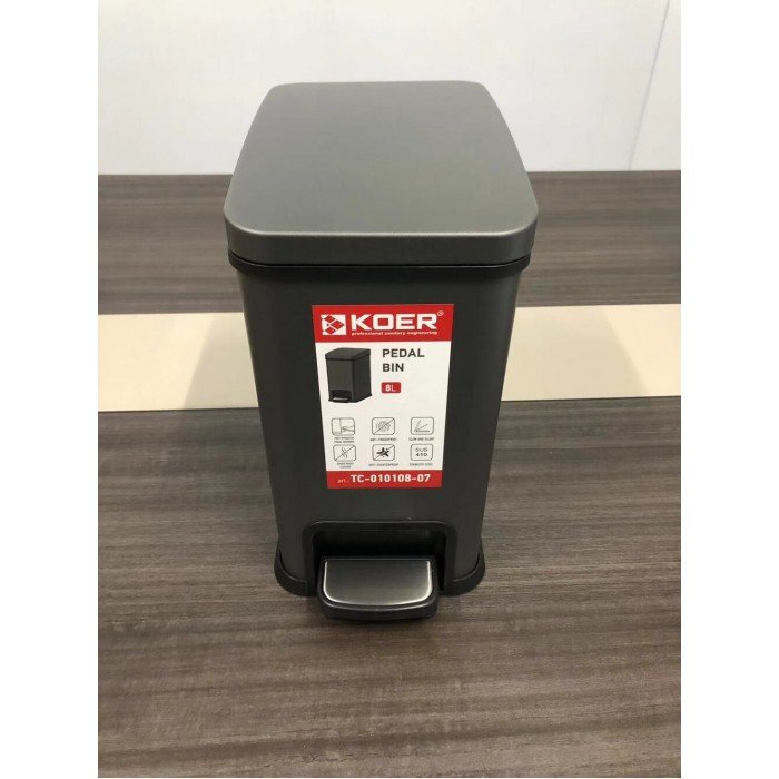 Відро для сміття з плавним закриттям прямокутне Koer TC-010108-07 8 л колір графіт (KR5591) Відро для сміття з плавним закриттям прямокутне Koer TC-010108-07 8 л колір графіт (KR5591)