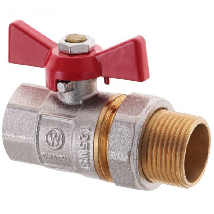 Кран с американкой 3/4" прямой Waterpro красный (WP0152)