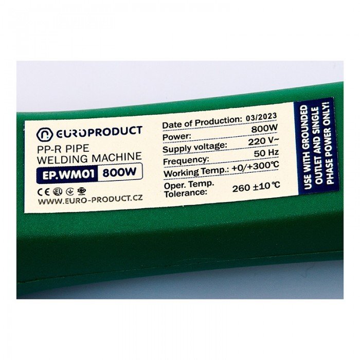 Паяльник для PPR труб Europroduct EP.WM01 (плоские насадки) 20/40mm (EP6091) Паяльник для PPR труб Europroduct EP.WM01 (плоские насадки) 20/40mm (EP6091)