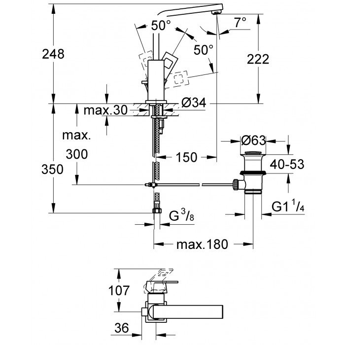 Смеситель для раковины L-размера Grohe Eurocube (2313500E) Смеситель для раковины L-размера Grohe Eurocube (2313500E)