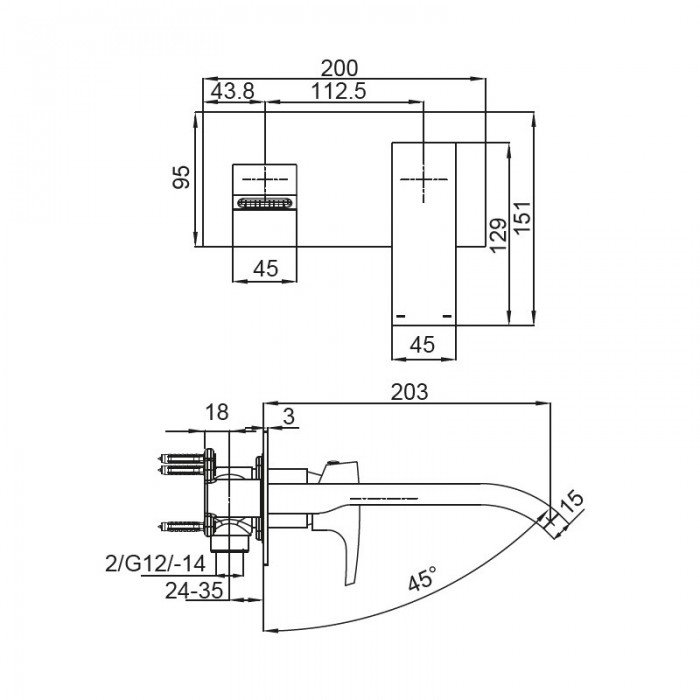 Смеситель для умывальника Koer KB-16007-01 встраиваемый (Цвет хром) (KR3450) Смеситель для умывальника Koer KB-16007-01 встраиваемый (Цвет хром) (KR3450)