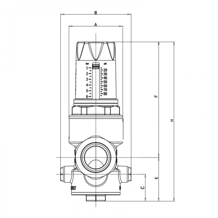 Редуктор давления Roho R1202-075 - 3/4"НН, PN25 (1-6 бар) мембранный (RO0146)