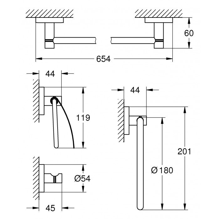 Набор аксессуаров 4 в 1 Grohe Essentials New (40776001)