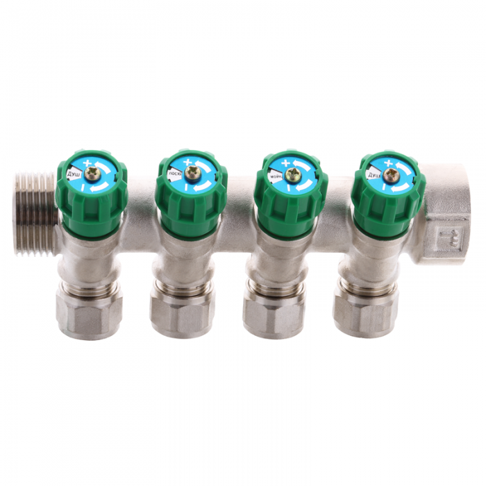 Колектор вентильний з фитингом Koer KR.1124-4 1"x4 ways (KR2834) Колектор вентильний з фитингом Koer KR.1124-4 1"x4 ways (KR2834)