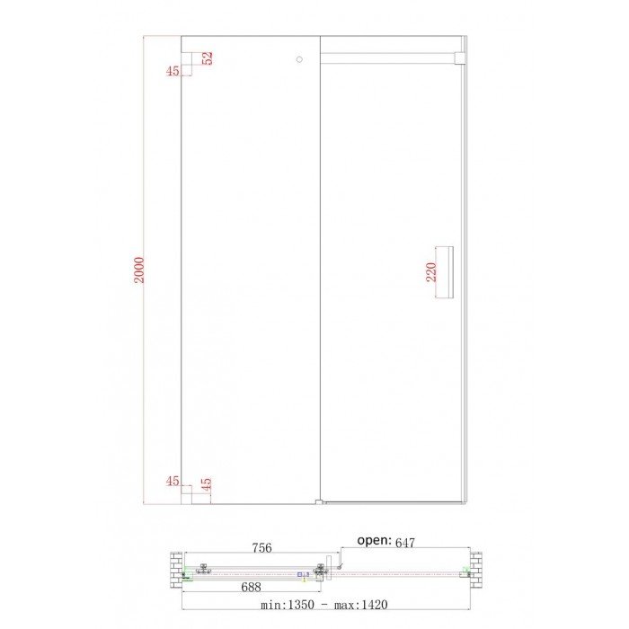 Дверь в нишу Koer SR SD02-140x200-TR-01 прозрачное стекло Easy Clean 8мм, хром (KR5383) Дверь в нишу Koer SR SD02-140x200-TR-01 прозрачное стекло Easy Clean 8мм, хром (KR5383)