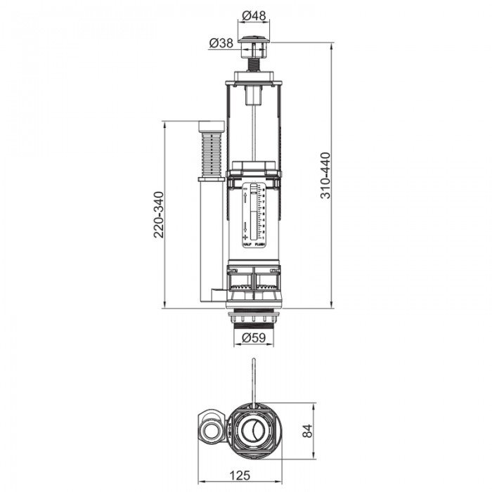 Комплект арматури Koer KT-0301-3/8" (спускна 2-х кноп.+ наповнювальна з універс. підключенням) (KR5059) Комплект арматури Koer KT-0301-3/8" (спускна 2-х кноп.+ наповнювальна з універс. підключенням) (KR5059)