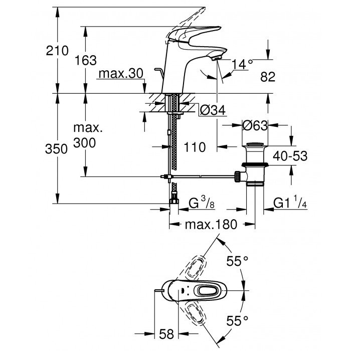 Змішувач для раковини S-розміру Grohe Eurostyle (33558LS3) Змішувач для раковини S-розміру Grohe Eurostyle (33558LS3)