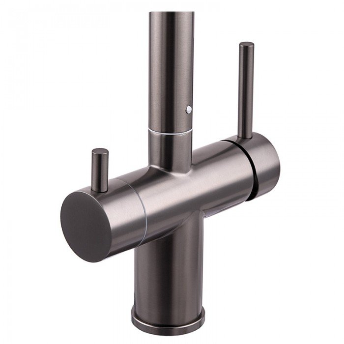 Кухонний змішувач на дві води Zerix LUX-024 Graphite з висувною лійкою (нерж. сталь) (ZX5557)