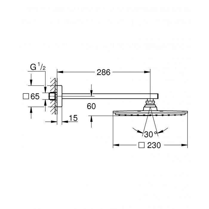 Верхний душ с настенным кронштейном Grohe Rainshower Allure (26064000)