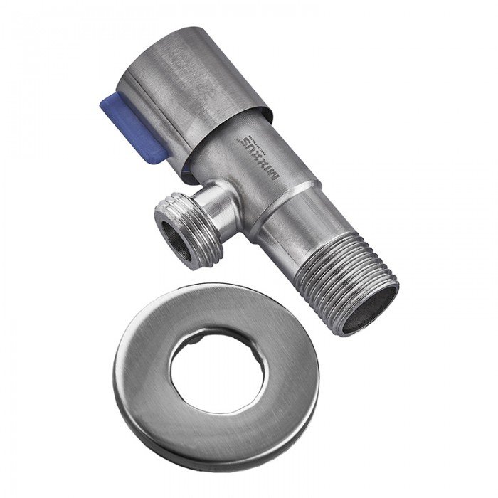 Кран для подключения сантехприборов Mixxus VAL-01-1/2x1/2 с нерж.ст. SUS304 (синий) (MI6117)