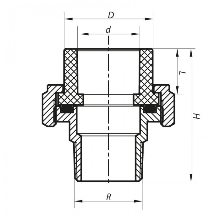 Сгон-американка НР 40x1.1/4M PPR Koer K0138.PRO (KP0174) Сгон-американка НР 40x1.1/4M PPR Koer K0138.PRO (KP0174)