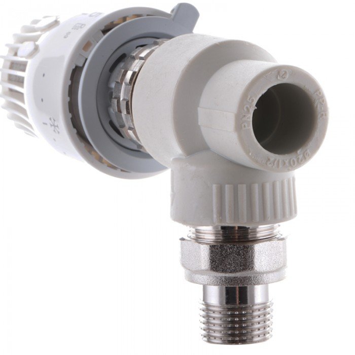 Кран термостатический с термоголовкой угловой 20x1/2 PPR Koer K0153.PRO (KP0195)