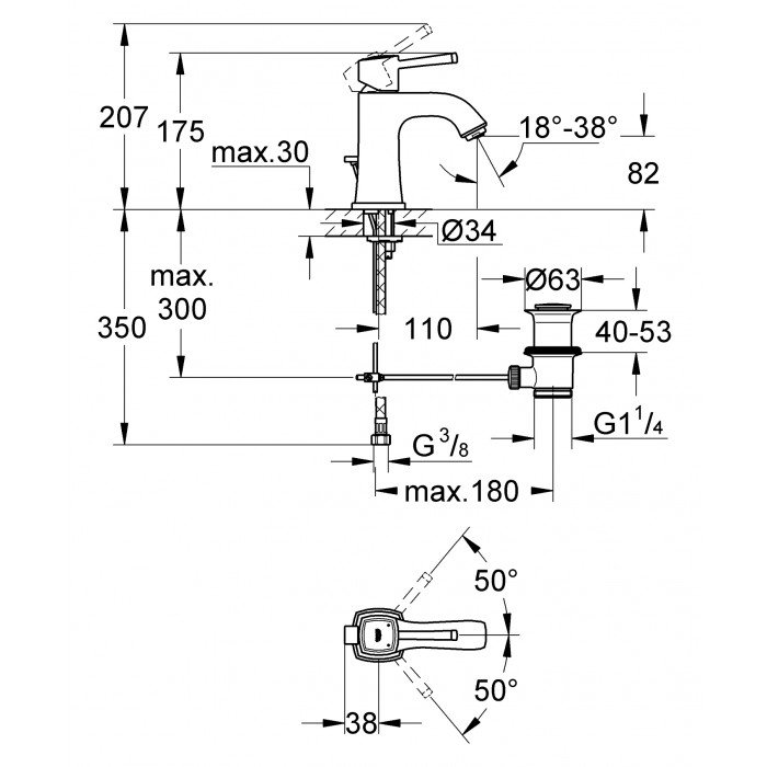Смеситель для раковины M-размера Grohe Grandera (23303000)