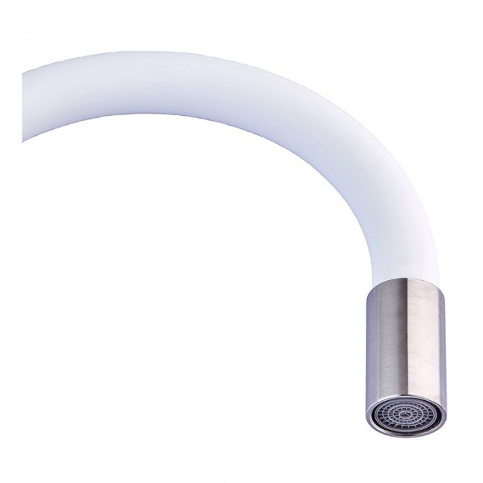 Смеситель для кухни с силиконовым изливом Champion SUS-011 Refl.White (нерж. сталь) (CH0331)