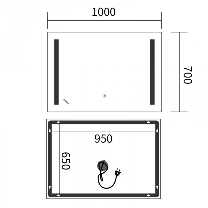 Зеркало Mixxus Premium LINES MR18-100x70-Reverse с Led Touch, Anti-fog, димером, регулятором яркост
