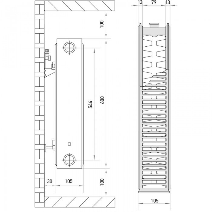 Стальной радиатор Europroduct 22 x 600 x 1300 (боковое подкл.) (EP6170) Стальной радиатор Europroduct 22 x 600 x 1300 (боковое подкл.) (EP6170)