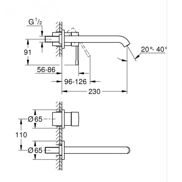 Смеситель для раковины Grohe Essence на 2 отверстия L-Size (29193001)