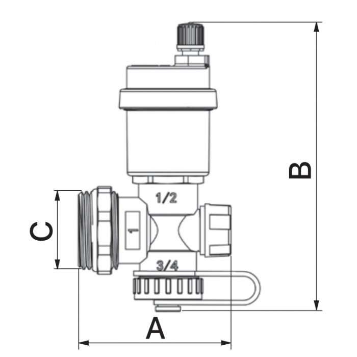 Конечный фитинг Europroduct EP.2021 - 1" (с дренажным вентилем и автоматическим воздухоотводом) (EP Конечный фитинг Europroduct EP.2021 - 1" (с дренажным вентилем и автоматическим воздухоотводом) (EP