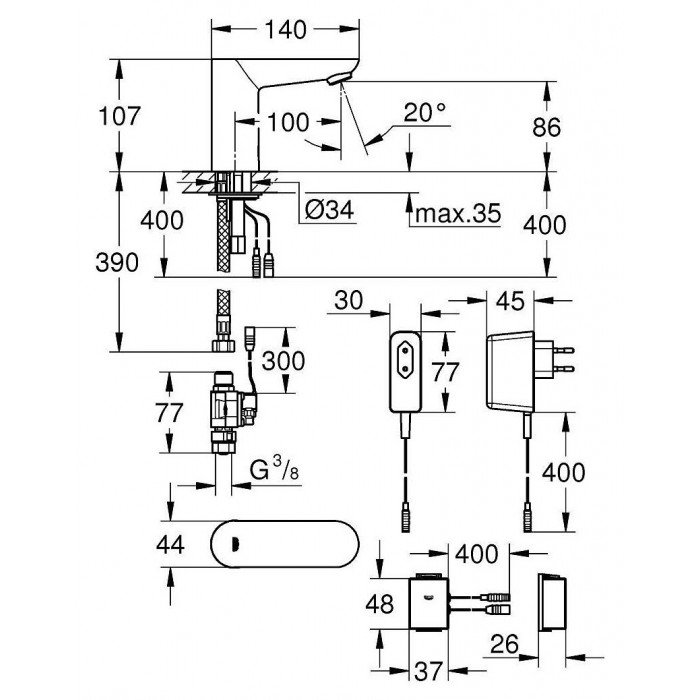 Монокран на одну воду сенсорний Grohe Euroeco Cosmopolitan E Bluetooth (36409000) Монокран на одну воду сенсорний Grohe Euroeco Cosmopolitan E Bluetooth (36409000)