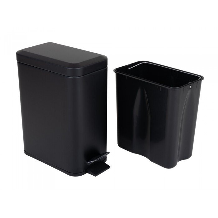 Відро для сміття з плавним закриттям прямокутне Zerix Sansa-TC0105 Black 5 л колір чорний (ZX5894)