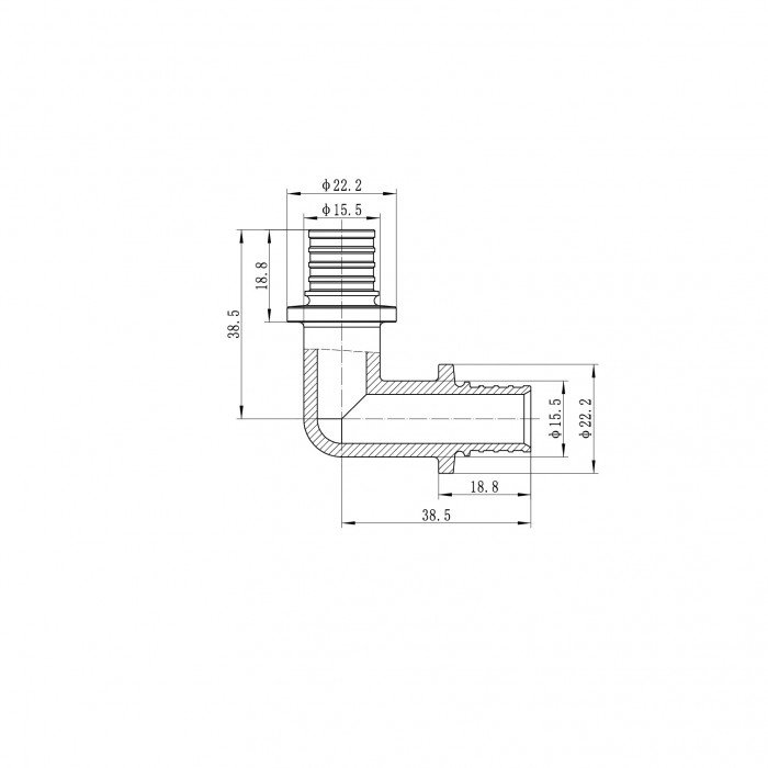 Уголок равнопроходной 90 Koer KA.L16 - 16(2.2mm) x 16(2.2mm) (KR4871) Уголок равнопроходной 90 Koer KA.L16 - 16(2.2mm) x 16(2.2mm) (KR4871)