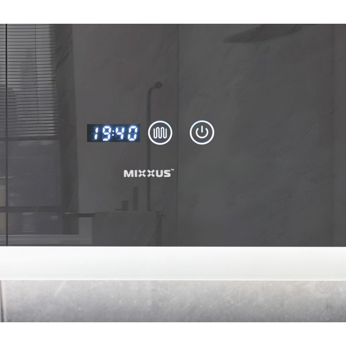Зеркало Mixxus FLAT MR04-100x80 с Led Touch, Anti-fog, димером, регулятором яркости, часами (MI6927